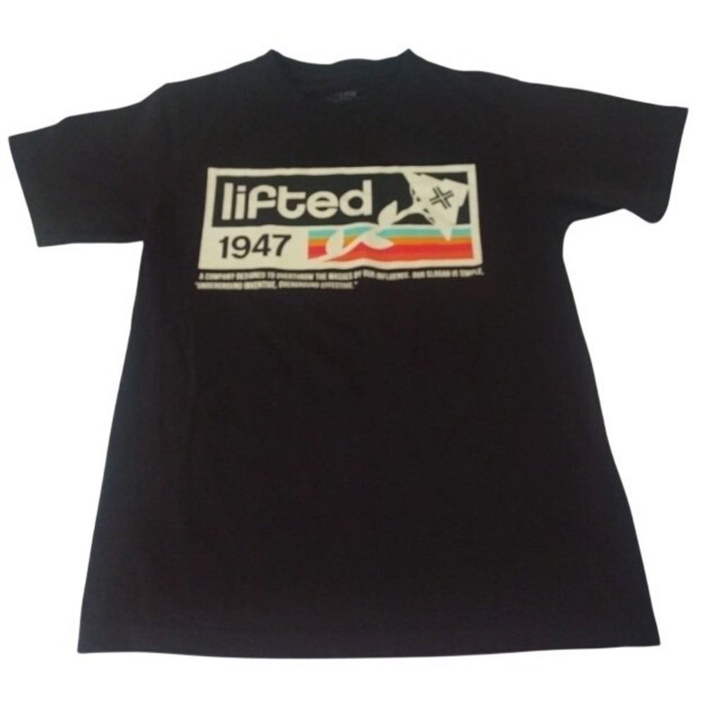 LRG Lifted 1947 Graphic T-Shirt Mens Medium Black Short Sleeve Streetwear Tee